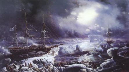 Die Astrolabe und Zélée gestrandet im Australischen Ozean im Februar 1838